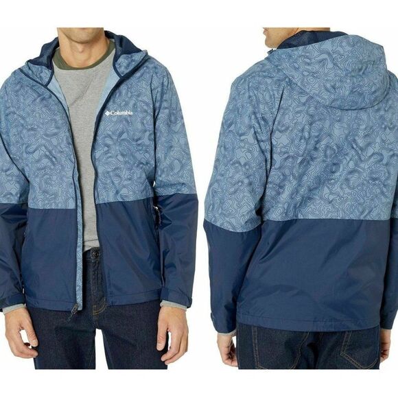 Columbia Size XL Navy Blue Roan Mountain Full Zip Up Hoodie Rain Windbreaker - Picture 1 of 8